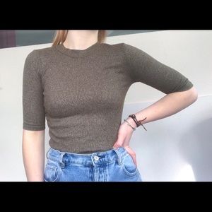 Cute mock neck green tee